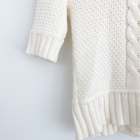 Express Cream Cowl Neck Cable Knit Short Sleeves Snap Button Sweater XS - Picture 11 of 16